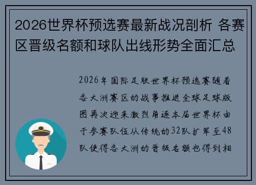 2026世界杯预选赛最新战况剖析 各赛区晋级名额和球队出线形势全面汇总 2026世界杯预选赛最新战况剖析 各赛区晋级名额和球队出线形势全面汇总